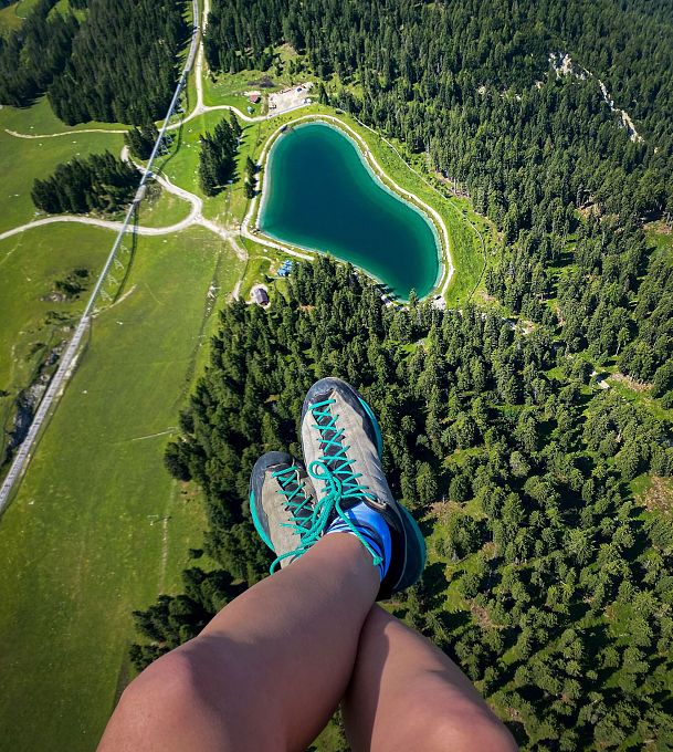 Blick vom Paragleiten zum Kaltwassersee