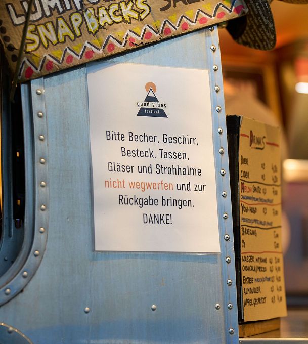 Hinweis Geschirrrückgabe Good Vibes Festival