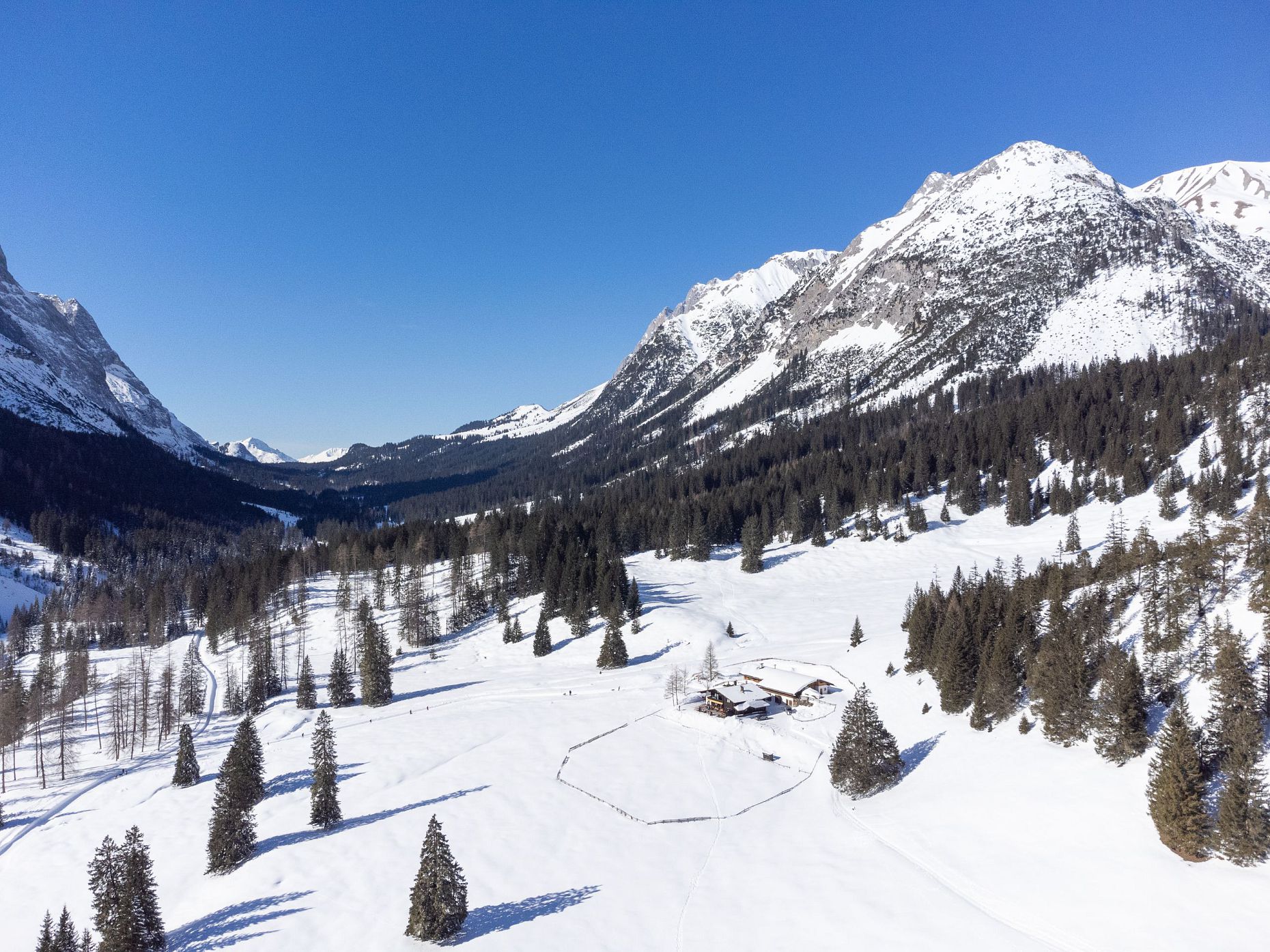 Gaistalalm im Winter - Luftaufnahme