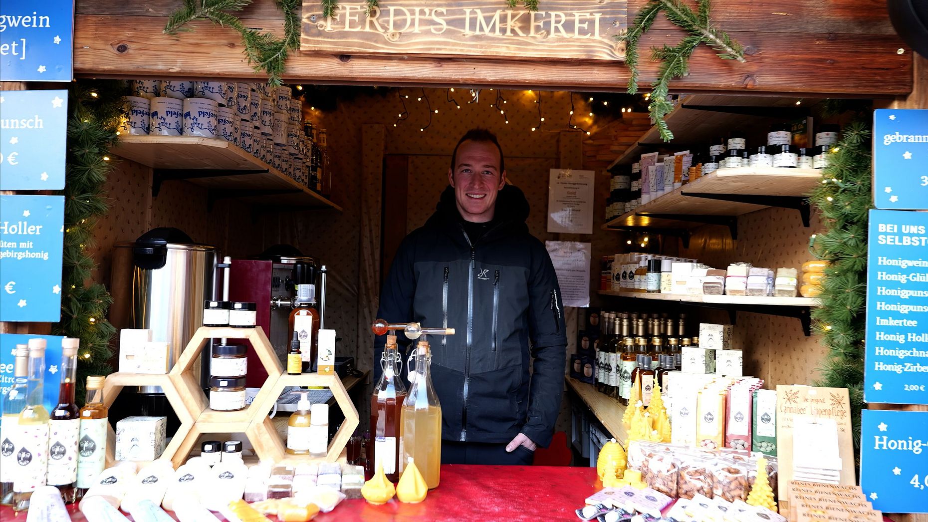 Weihnachtsmarkt Seefeld Ferdis Imkerei Portrait