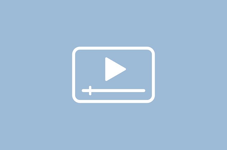 Symbol eines Video-Players auf blauem Hintergrund.